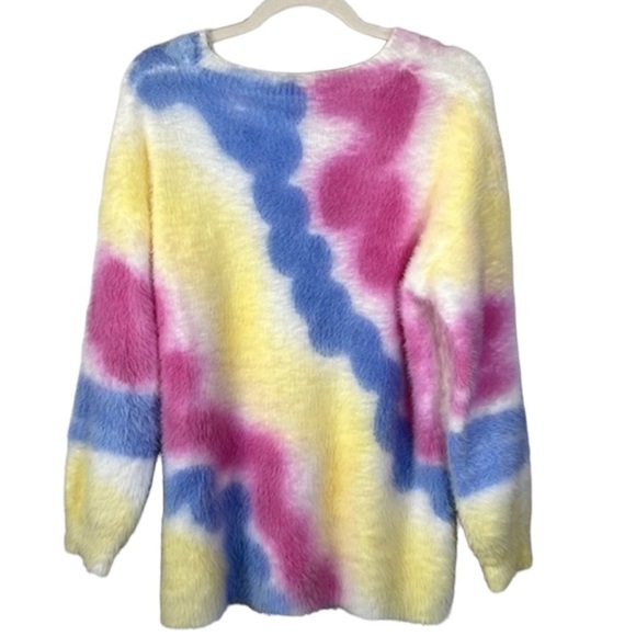 BURRYCO Fuzzy Pastel Multi Color Oversized Sweater Size 8 - Picture 2 of 6